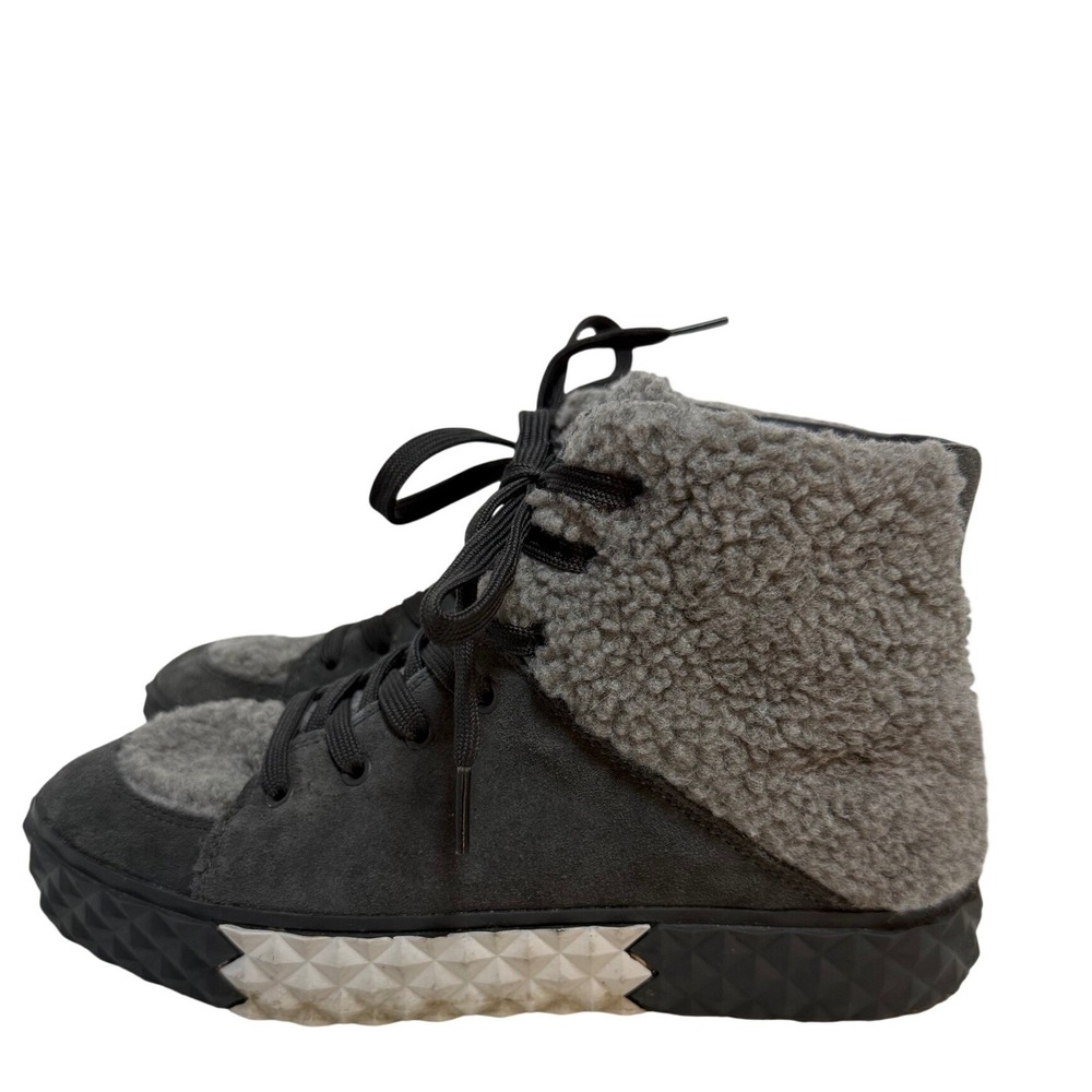 Kendall + Kylie High Top Sneakers Womens 7 Grey Good Suede Faux Shearling Boots